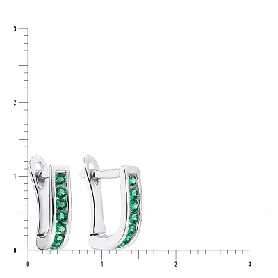 Срібні сережки для дітей з зеленими фіанітами (арт. 7502/3608цз)