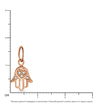 Золотой подвес &quot;Хамса&quot; с фианитами  (арт. 424428)