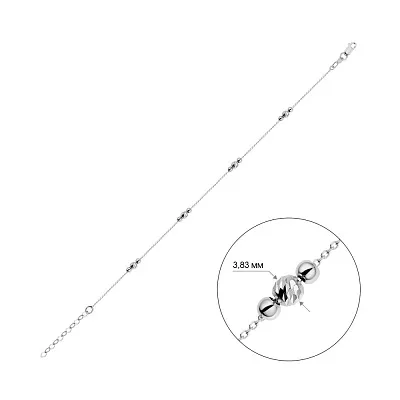 Золотой браслет &quot;Шарики&quot; в белом цвете металла (арт. 324503б)
