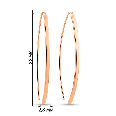 Сережки з червононого золота без каміння (арт. С-ПЛ-10)