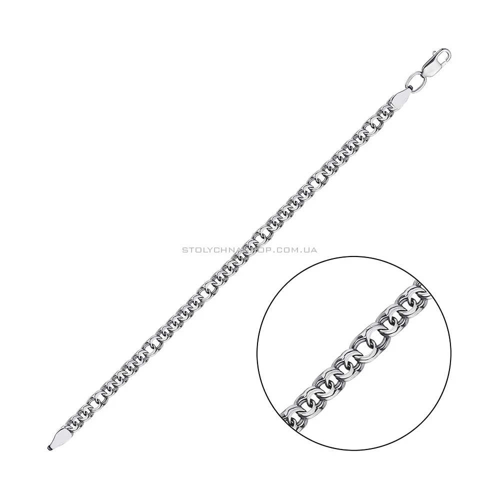 Срібний браслет плетіння Бісмарк фантазійний (арт. 03120906ч) - цена