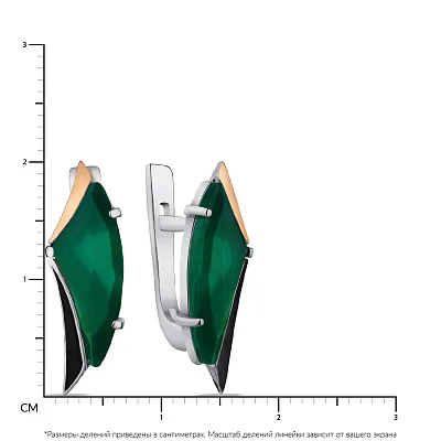 Срібні сережки з хризопразом і емаллю (арт. 7202/344Хрпсп)