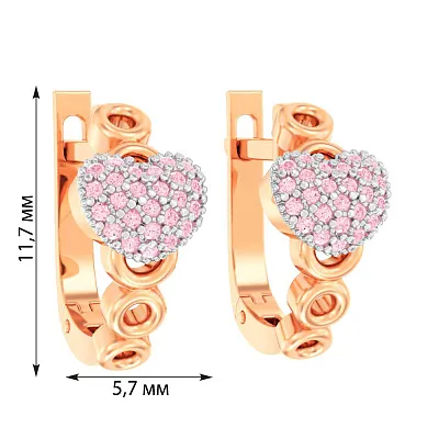 Дитячі золоті сережки з рожевими фіанітами  (арт. 110486р)