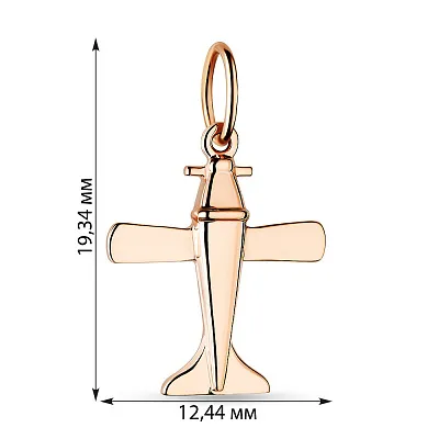 Підвіска «Літак» з червоного золота (арт. 424260)