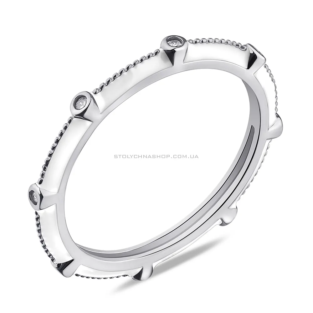 Кольцо из серебра с фианитами и эмалью (арт. 7501/6747еб) - цена
