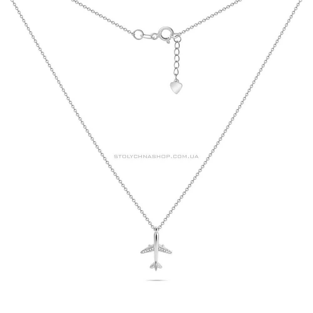 Серебряное колье «Самолет» с фианитами (арт. 7507/938) - 2 - цена