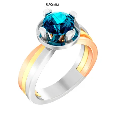 Золотое кольцо с топазом Blue Ocean (арт. 140571Пл)
