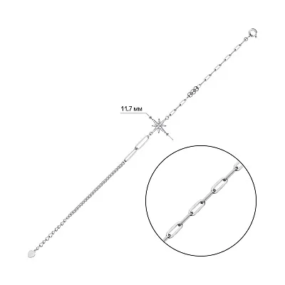 Срібний браслет Полярна зірка з фіанітами  (арт. 7509/3916)