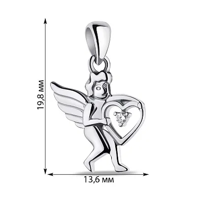 Серебряный кулон Ангел с фианитом (арт. 7503/4016)
