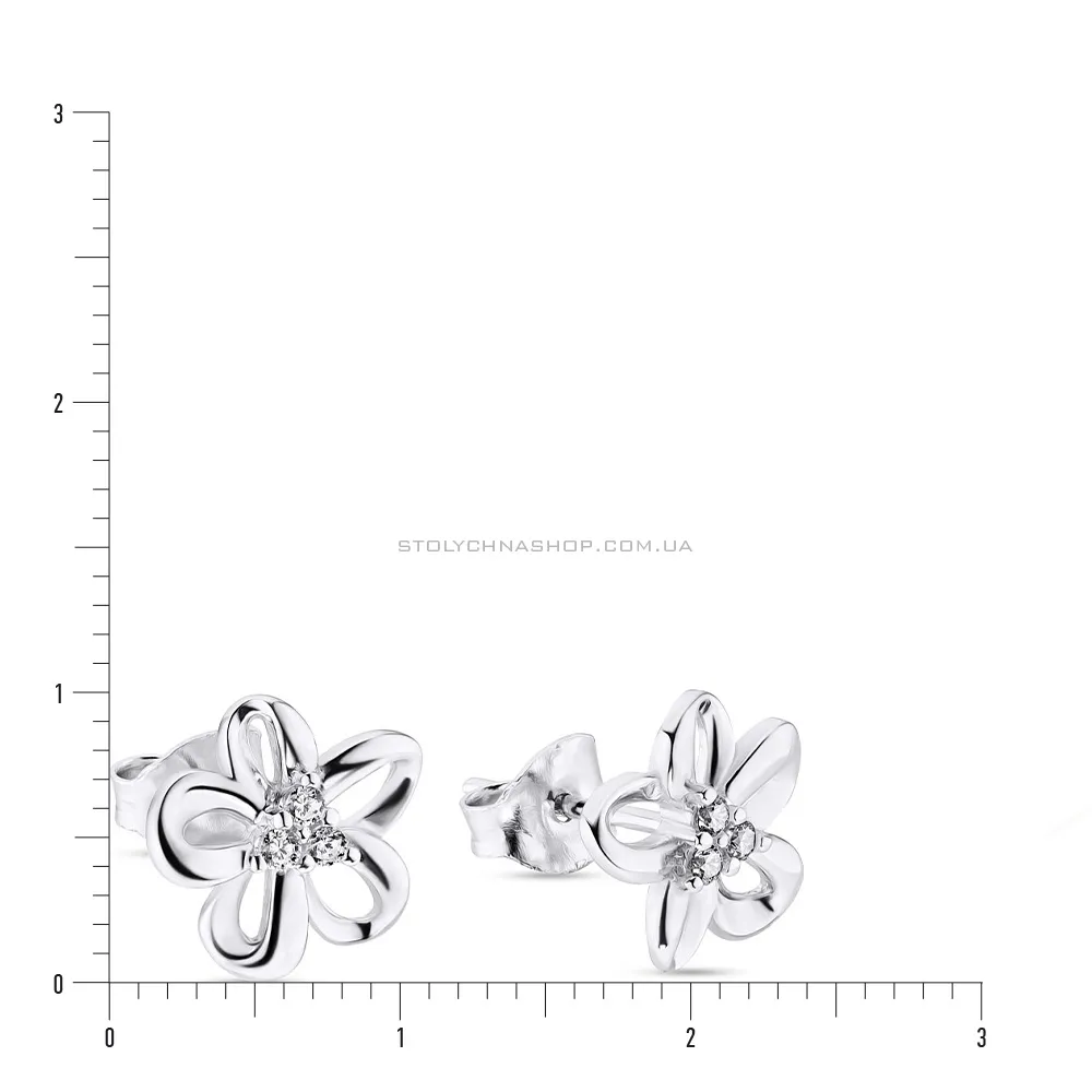 Срібні сережки пусети «Квіти» з фіанітами (арт. 7518/5327)