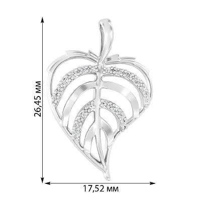 Золота підвіска «Листочок» з фіанітами (арт. 440326б)