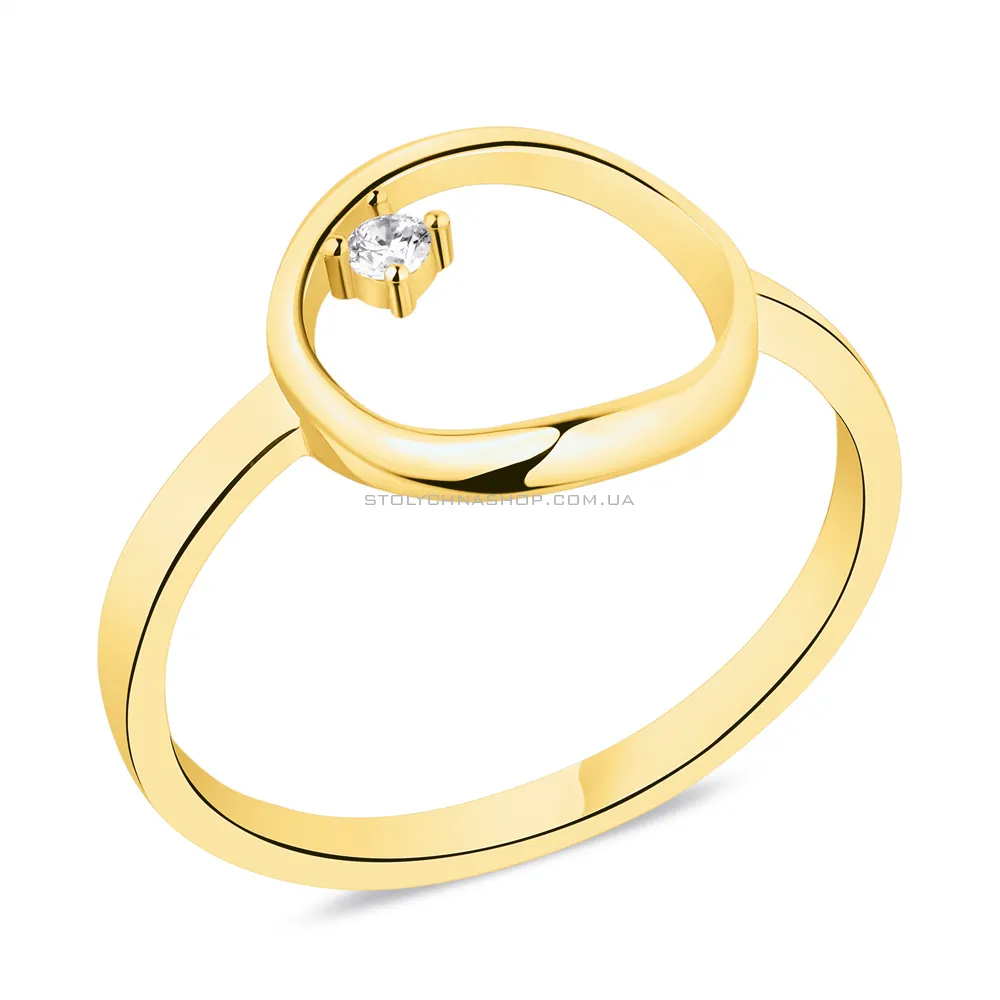 Серебряное кольцо с фианитом и с желтым родированием  (арт. 7501/5859ж)