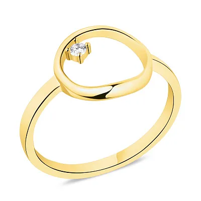 Серебряное кольцо с фианитом и с желтым родированием  (арт. 7501/5859ж)