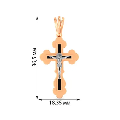 Золотий хрестик з розп'яттям і емаллю (арт. 501732еч)