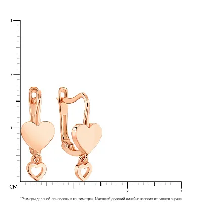 Сережки з червоного золота «Сердечка» (арт. 106158)