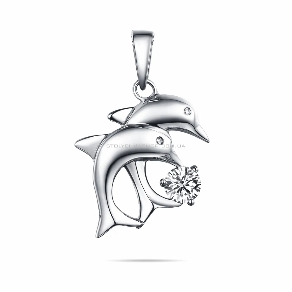 Серебряная подвеска «Дельфины» с фианитами (арт. 7503/2600)