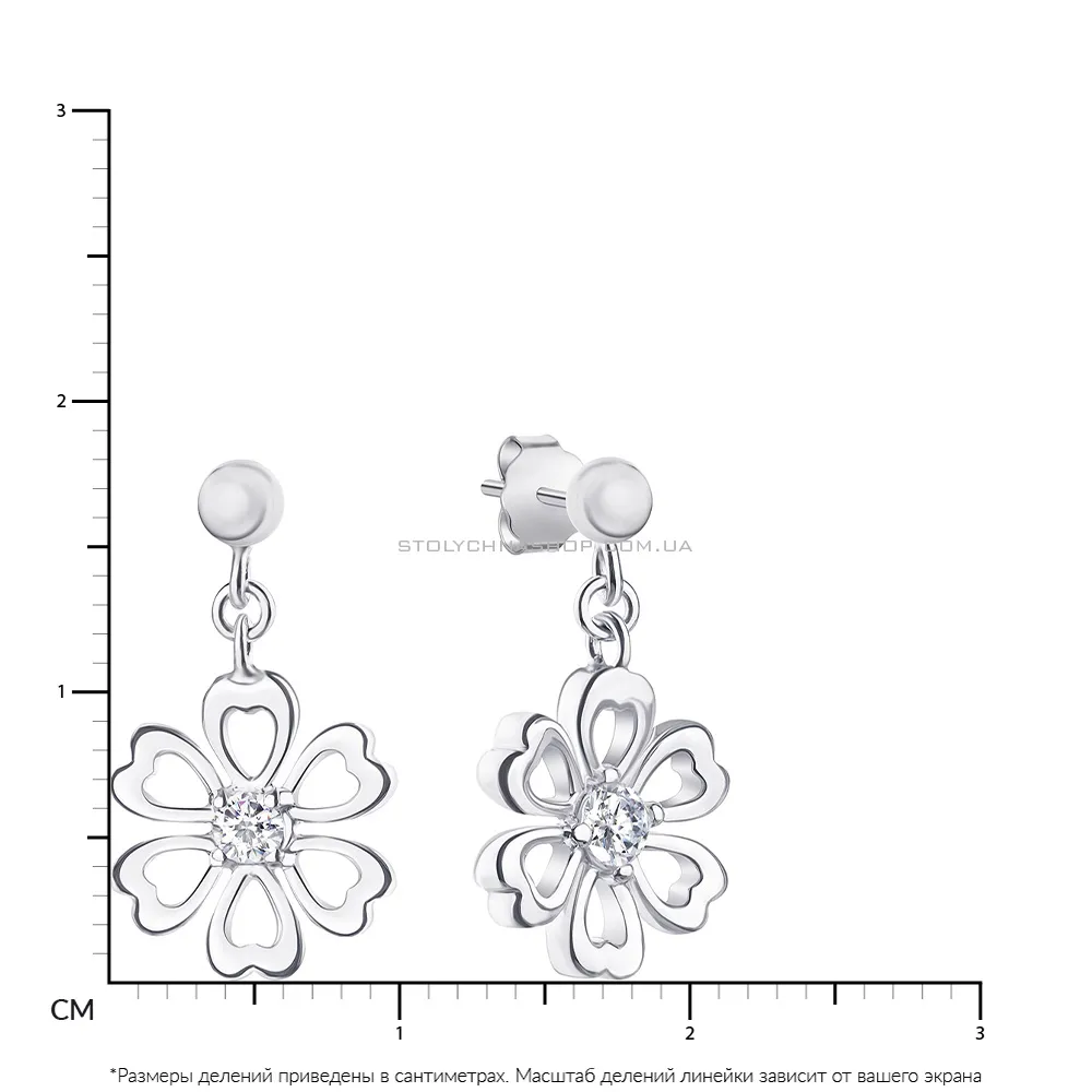 Срібні сережки «Квіти» з фіанітами (арт. 7518/5280) - 2 - цена