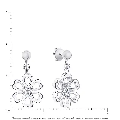 Серебряные серьги «Цветы» с фианитами  (арт. 7518/5280)