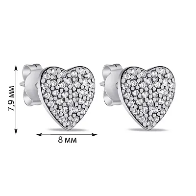 Срібні сережки-пусети Серце (арт. 7518/6256)