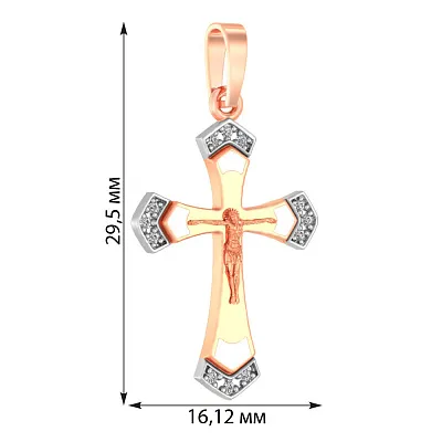 Золотий натільний хрестик з емаллю та фіанітами (арт. 501643еб)