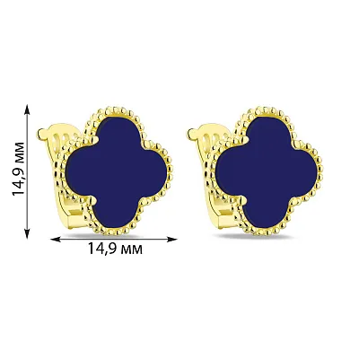 Сережки зі срібла з синім оніксом і жовтим родіюванням (арт. 7502/3929/15жос)