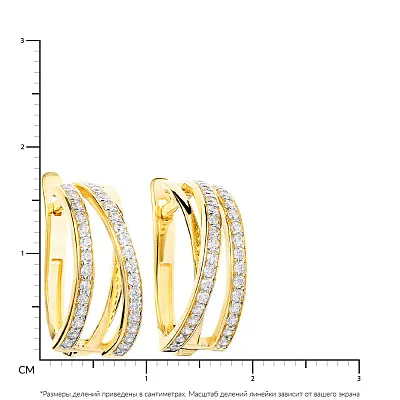 Золоті сережки в жовтому кольорі металу з фіанітами Синергія (арт. 110193ж)