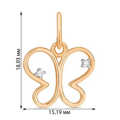 Підвіска золота «Метелик» 	з фіанітами (арт. 423844)