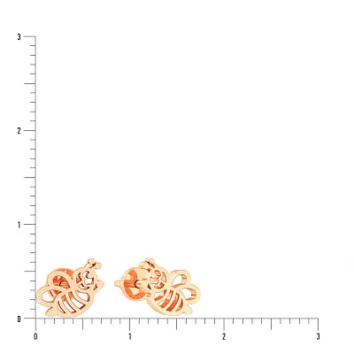 Золоті сережки пусети «Бджілки» (арт. 111063)