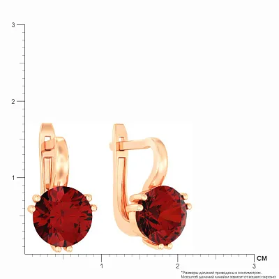 Сережки з червоного золота з гранатом (арт. 110612Пк)