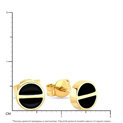 Золотые пусеты с черной эмалью (арт. 107561жеч)