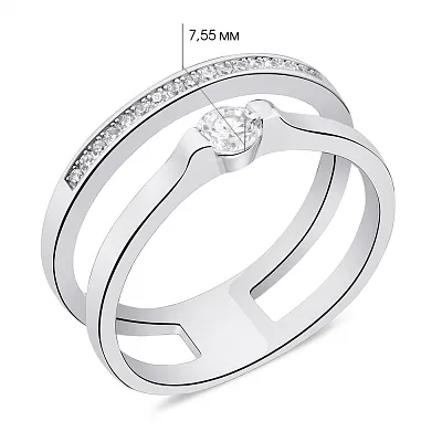 Двойное серебряное кольцо с фианитами (арт. 7501/К2Ф/249-17,5)