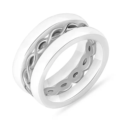 Керамическое кольцо с серебром  (арт. 7501/1619б079а)