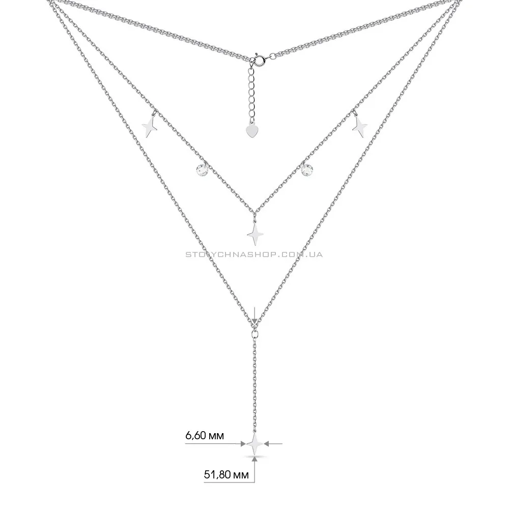 Багатошарове кольє зі срібла з підвісками  (арт. 7507/1391) - 3 - цена