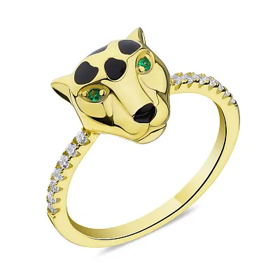 Серебряное кольцо Пантера с желтым родированием  (арт. 7501/6447жеч)