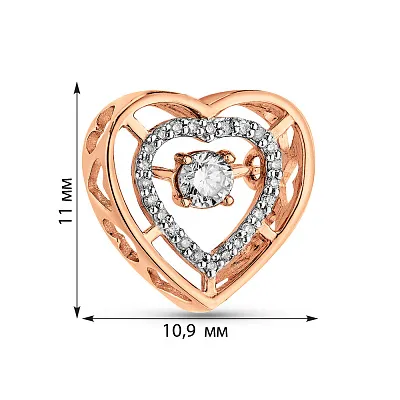 Підвіска Сердечко з золота з танцюючим діамантом (арт. 3109814201)
