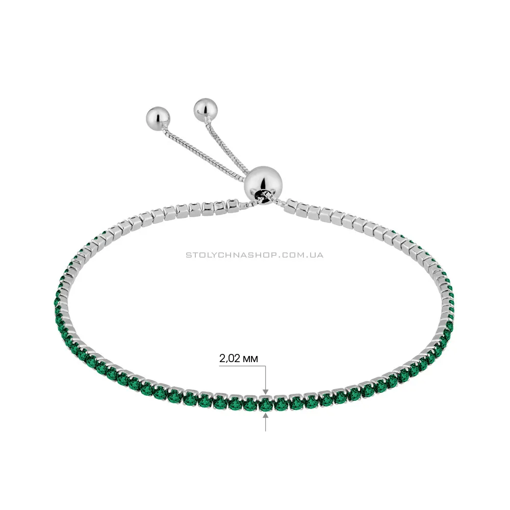 Браслет зі срібла з доріжкою з зелених альпінітів  (арт. 7509/3124аз) - 2 - цена