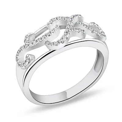 Широкое кольцо из серебра с фианитами (арт. 05012140)