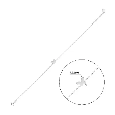Серебряный браслет «Бабочка» на ногу (арт. 7509/2331)