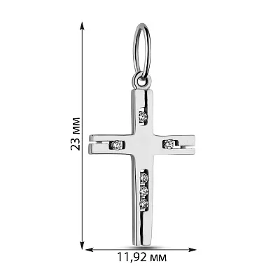 Хрестик з білого золота з фіанітами (арт. 423800б)