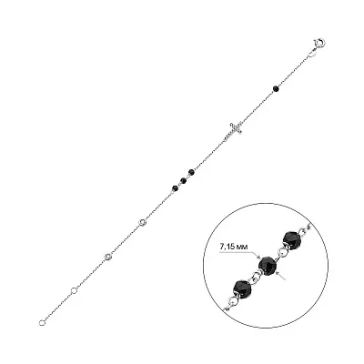 Браслет з білого золота з оніксом та фіанітами  (арт. 325035бо)