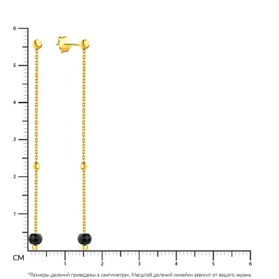 Сережки-подвески из желтого золота с ониксом (арт. 106799жо)