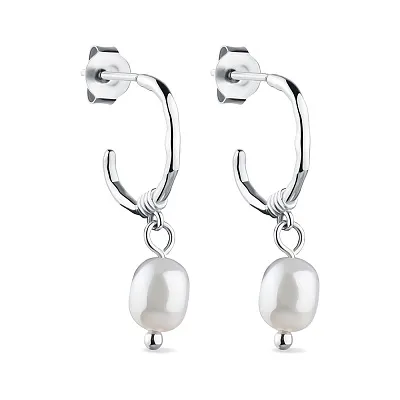 Срібні сережки-пусети Trendy Style з перлинами  (арт. 7518/6166жб)