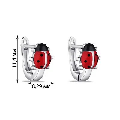 Серебряные детские сережки с эмалью (арт. 7502/4323екч)