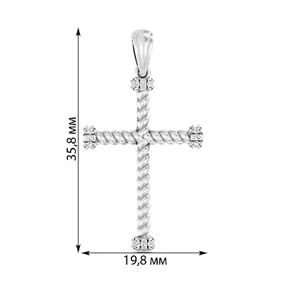 Хрестик з білого золота з діамантами (арт. П011795010б)