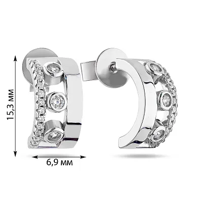 Сережки-цвяшки зі срібла з фіанітами  (арт. 7518/6392)