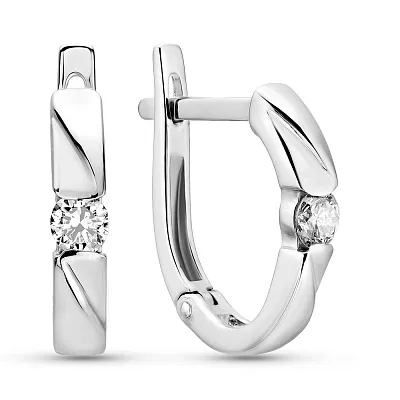 Серьги из белого золота с бриллиантами  (арт. С011074020б)