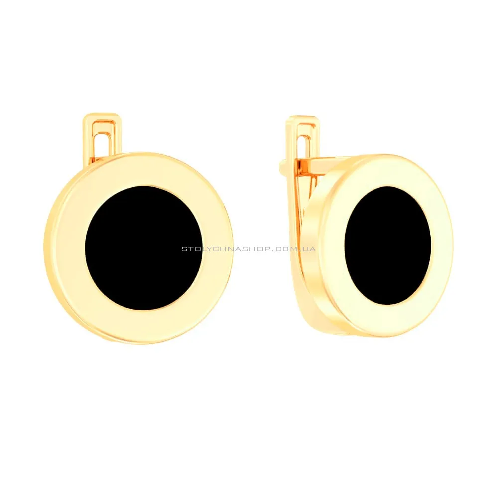 Золоті сережки Лýна в жовтому кольорі металу з емаллю  (арт. 111145жеч) - цена