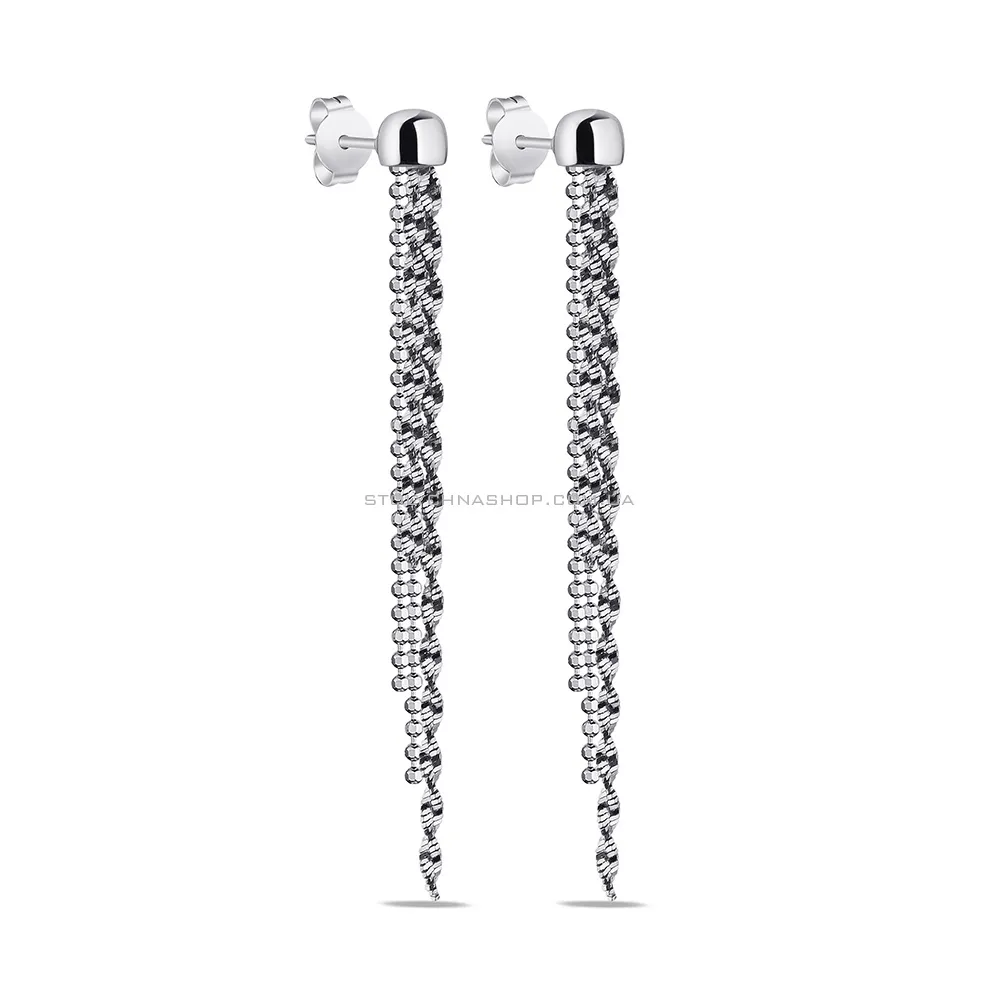 Срібні сережки-підвіски без каменів (арт. 7518/6789) - цена