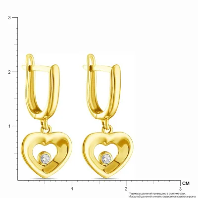 Золотые серьги с подвесками «Сердечки» (арт. 106286ж)