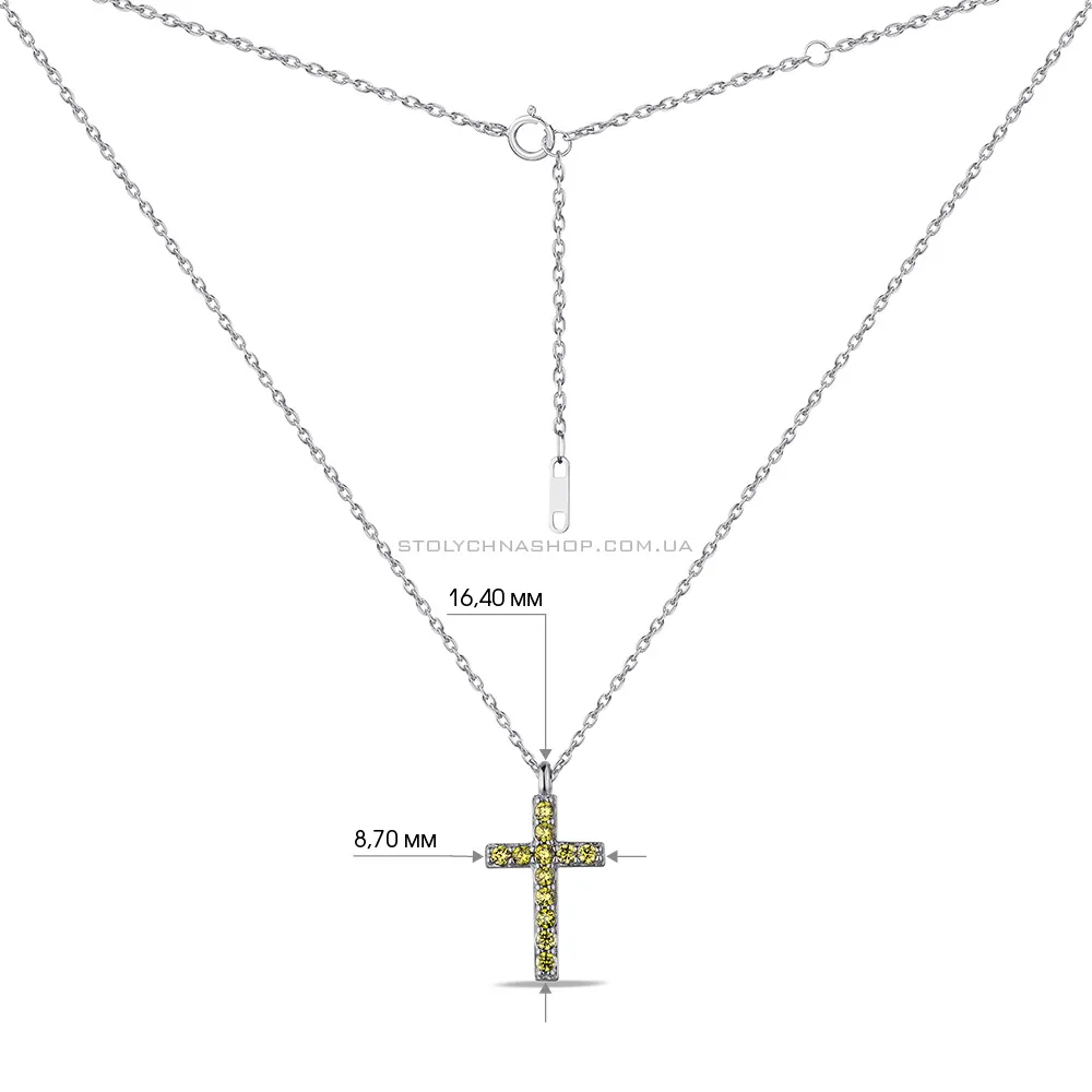 Срібне кольє "Хрестик" з альпінітами  (арт. 7507/1443аж) - 3 - цена